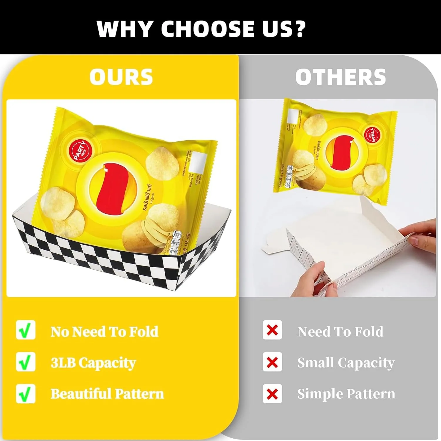 No Folding Required 12 Pack Race Car Paper Food Trays Paper Food Trays with Disposable Black and White for Racing Flag