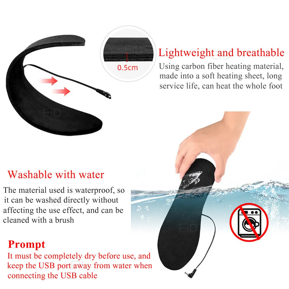 EiD USB Erhitzt Schuh Einlegesohlen Elektrische Fuß Erwärmung Pad Füße Wärmer Socke Pad Matte Winter Outdoor Sport Heizung Einlegesohlen Winter warme – Detail 24