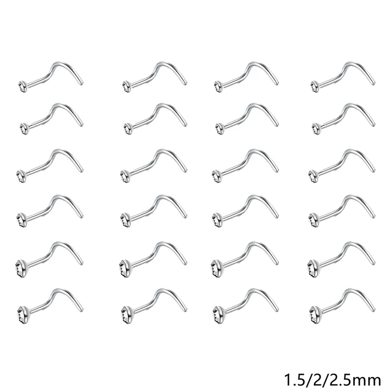S Shape Nose Ring Curve Pack Crystal Straight Nose Ring Set Stud Lot Piercing Nariz Cuff Nase Pircing Clip 12/24/36Pcs