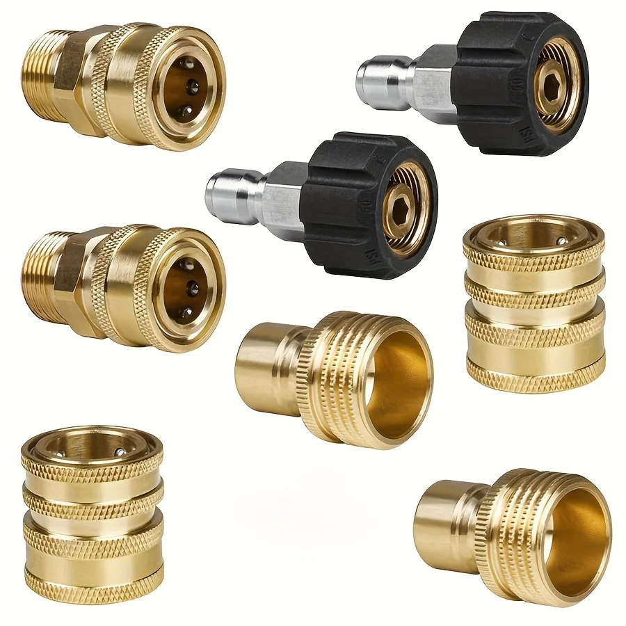 2/8pcs High Pressure Washer Adapter Set, Quick Connect Kit With Metric M22 Female Swivel To 3/8'' Quick Connect