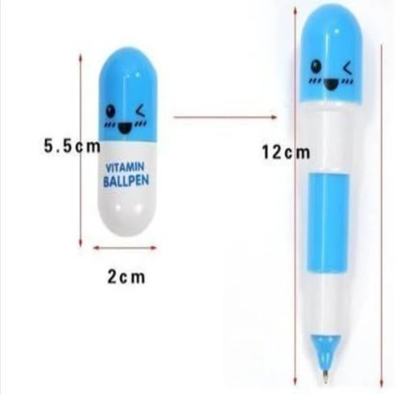 6 Pcs Pill Shaped Pens Retractable Ball Pens Vitamin Capsule Pens Vitamin Pill Smiling Face Pen Nurses School Office Supplies