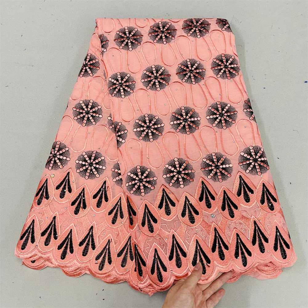 

African High Quality Voile Lace 2022 Swiss 100% Cotton Embroidery Fabrics Dresses For Women Party Clothes Dry Lace Fabric h-0125