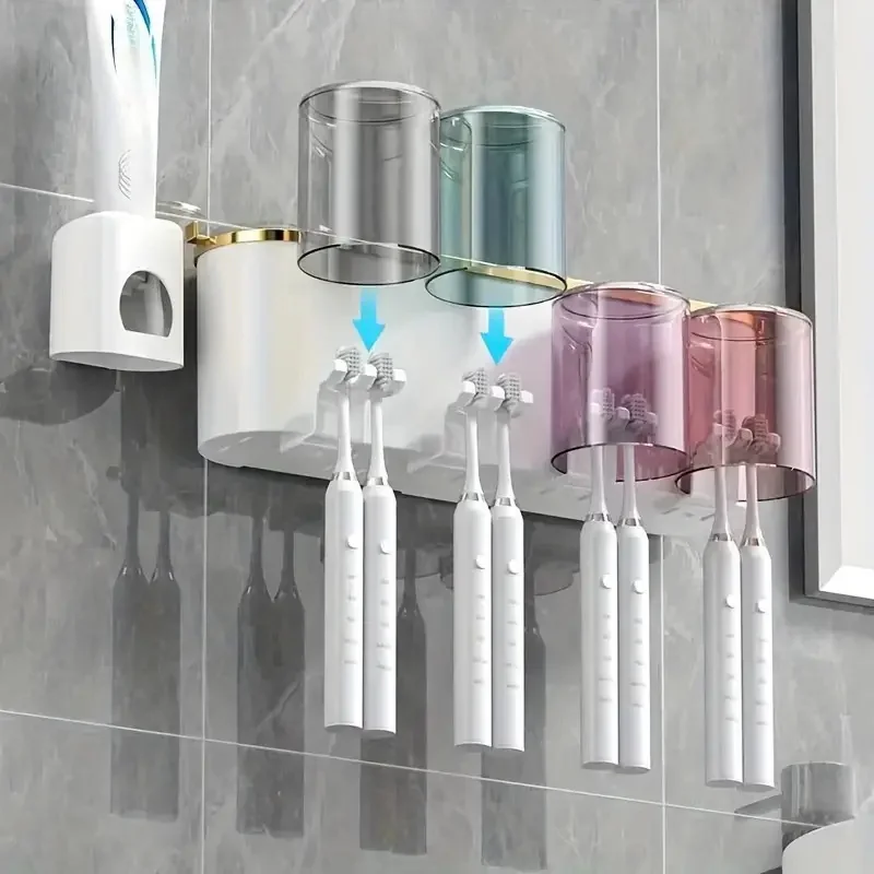 Wall-Mounted Toothbrush Rack Set 4