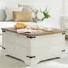 Farmhouse Coffee Table with Hinged Lift Top and Large Hidden Storage Compartment, Rustic Square Wood Central Table for 1