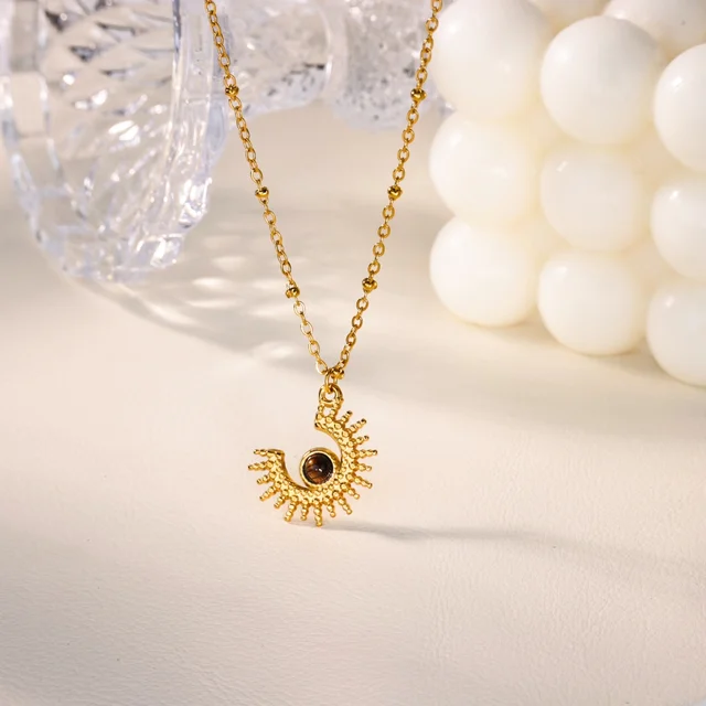 99259-cf659f.jpg Collier géométrique en acier inoxydable pour femmes, pendentif tournesol, chaîne de clavicule, accessoires de bijoux esthétiques