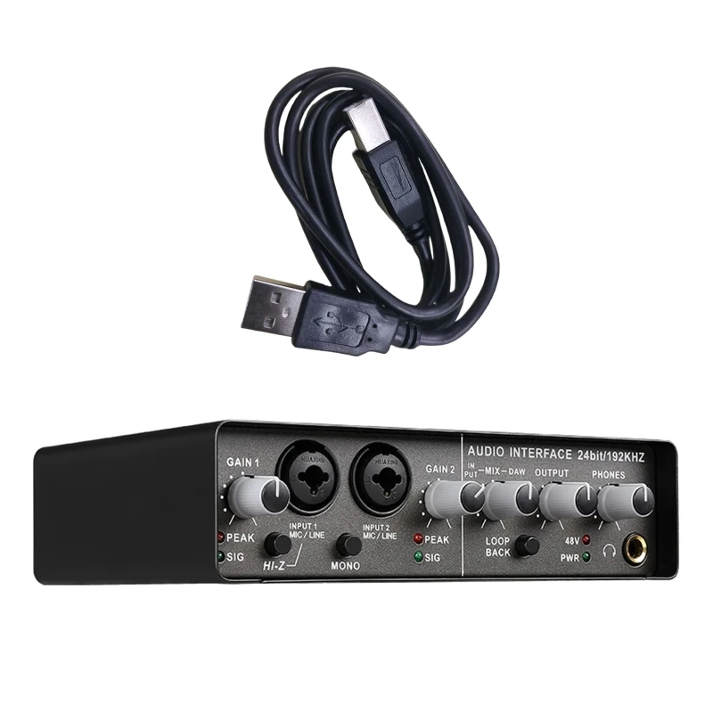 Interface 2-in, 2-out Sound Card With Usb Cable For Mobile Recording Kits With Signal Lamp,peak Lamp,power Lamp - Pro Audio Recording - AliExpress