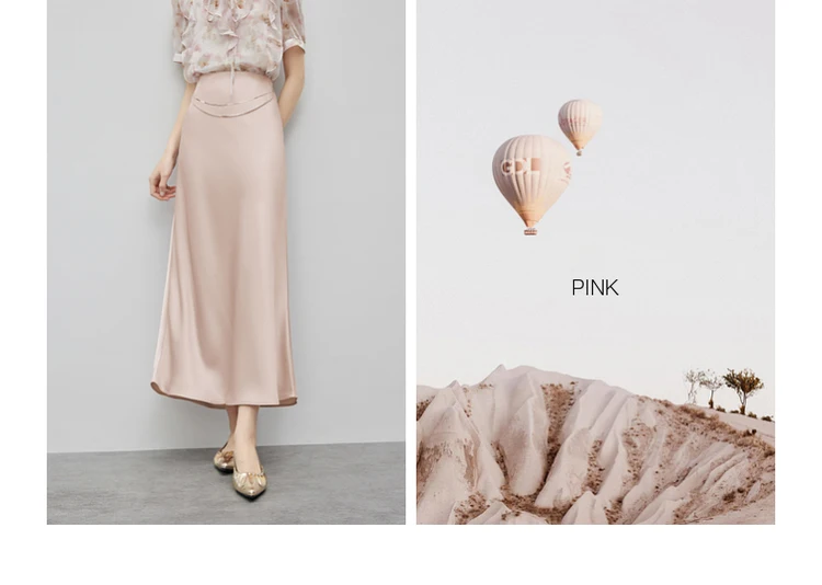 Elegant Maxi Skirt pink     Women’s A-line spring summer solid simple comfort elastic high rise waist long skirts for woman Fashion womens mid-calf workwear wfh clothing 142Q55051