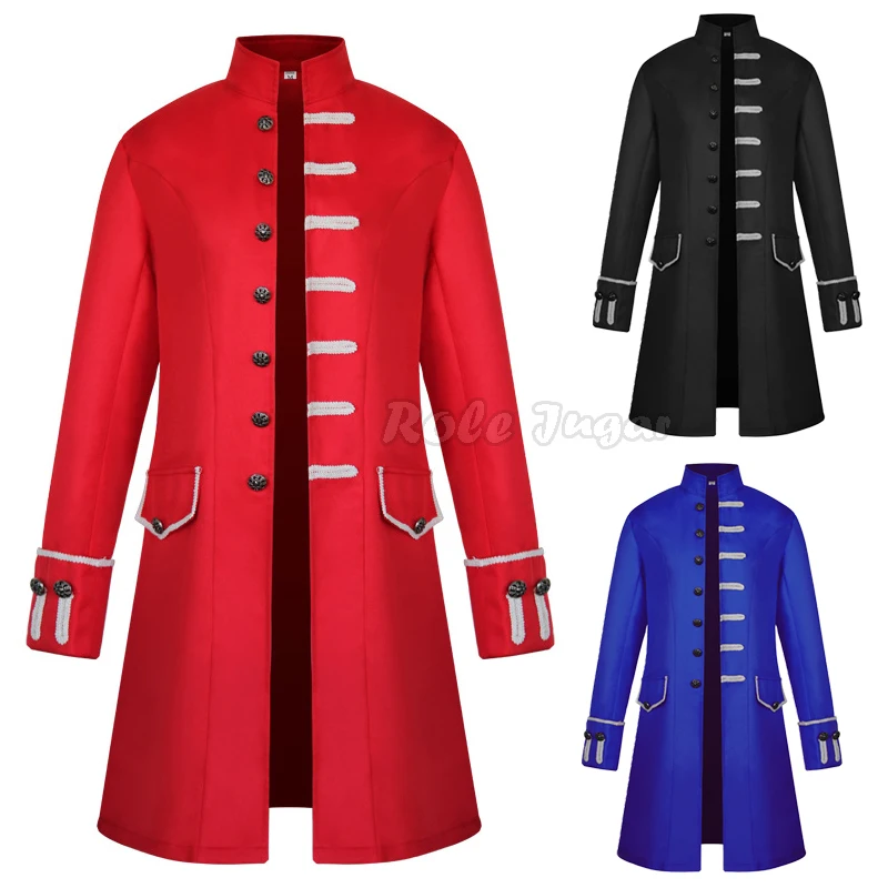 

Men Steampunk Trench Coat Vintage Prince Overcoat Medieval Renaissance Jacket Edwardian Cosplay Costume Plus Size S-4XL