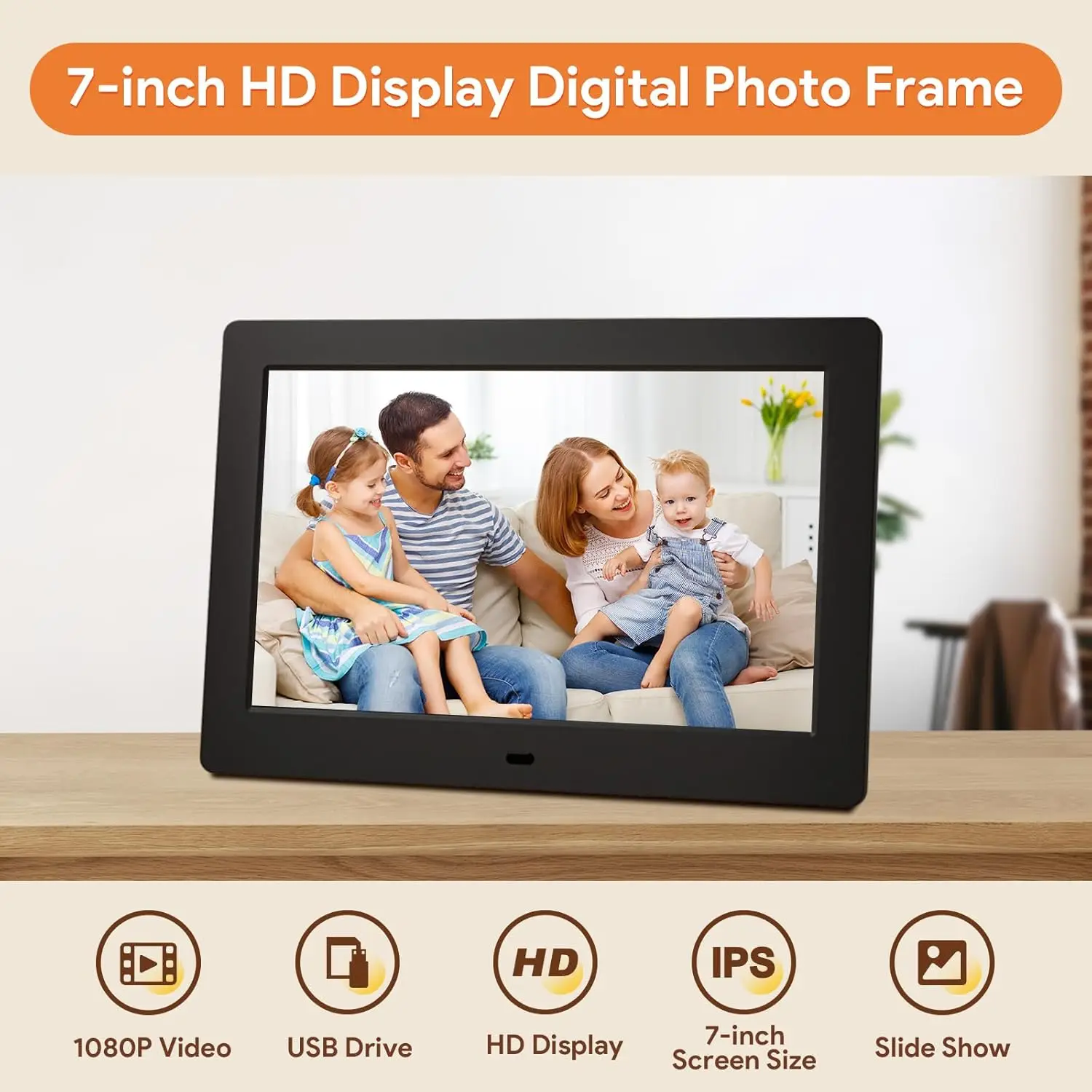 Acrylic Digital Photo Frame 7inch With USB/SD Slot DC Plug In for Video Playing in Loop for Home Retail Store Mall