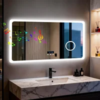 80/100/120/CM LED Bluetooth Bathroom Mirror Touch Antifog with 3X Magnifier Dimmable Date and Time Setting Vanity Mirror