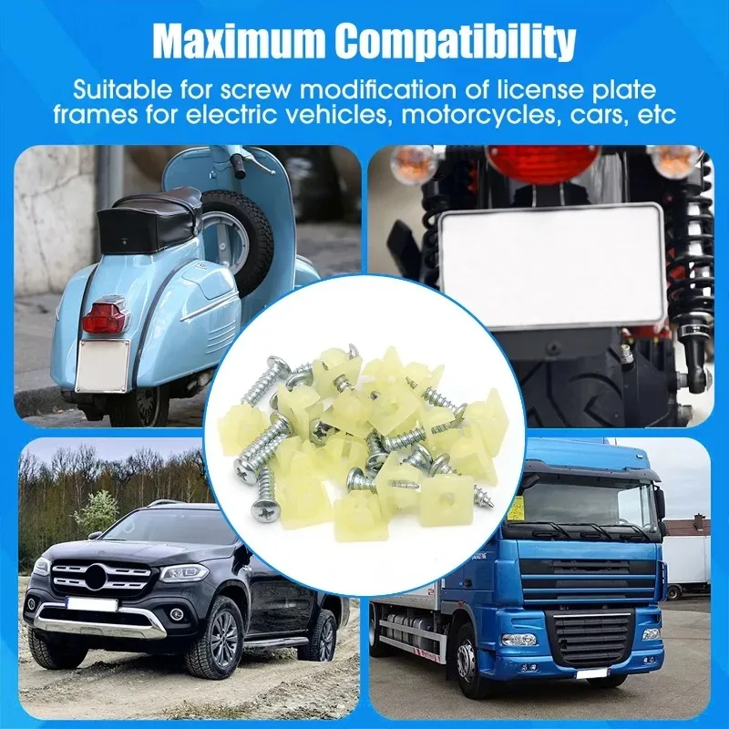 Universal License Plate Mounting Kit for GM Cars Self-Tapping Screw with Retainer Clip Replacement for Buick Chevrolet Parts