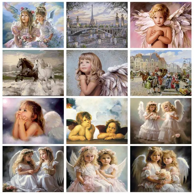 

RUOPOTY Frame Angel Painting By Numbers For Adults Diy Gift Wall Art Picture On Numbers For Home Decors 60x75cm Artwork