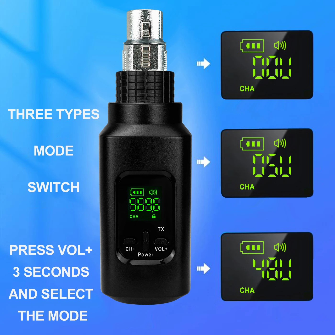 Wireless XLR Microphone System - 30 Channels, 48V Compatible, 30M Range