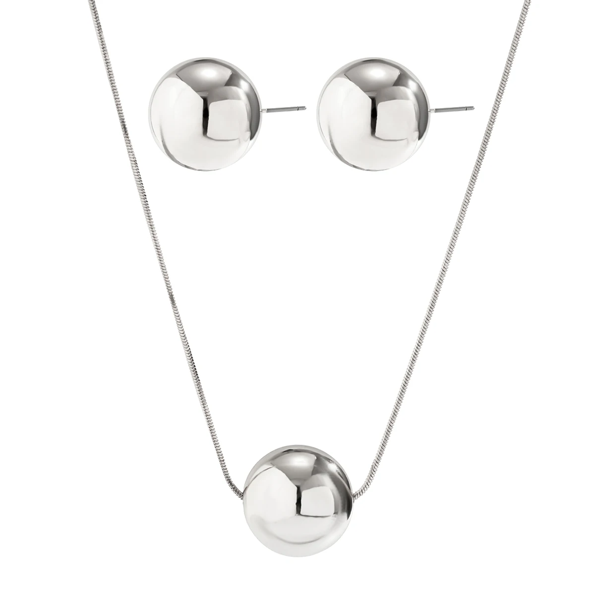 Conjunto de gargantilla, collar y pendientes con cadena de serpiente cuadrada y bola CCB vintage - Punk Chic