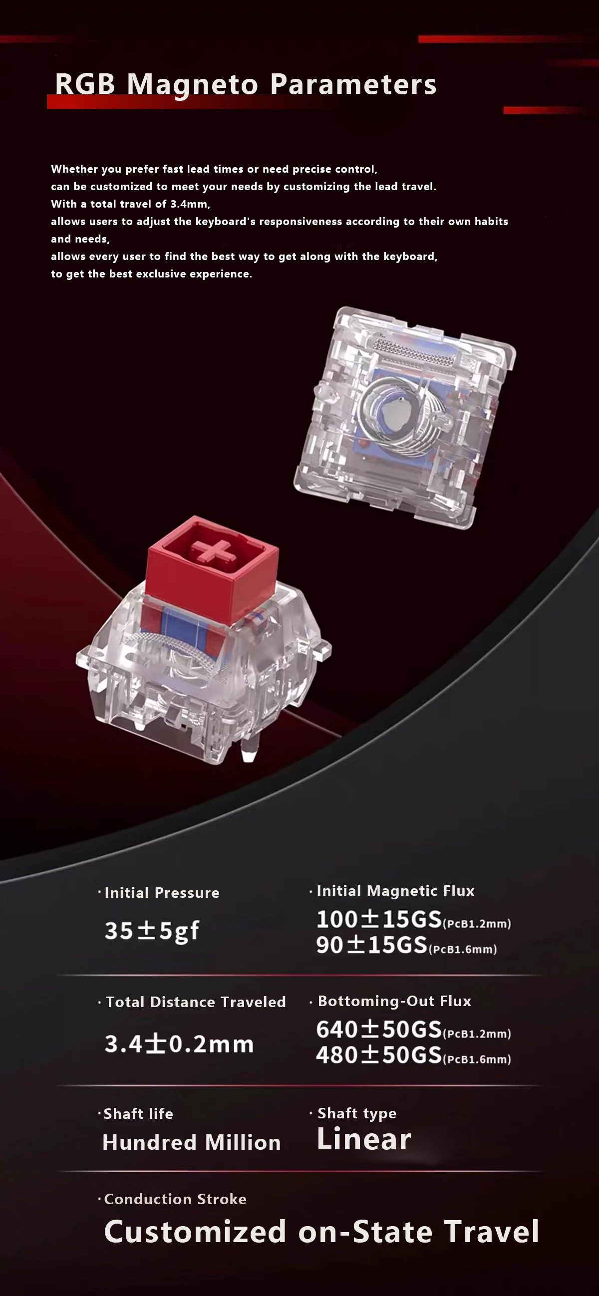 TTC 마그네토 스위치 RGB 버전 높은 광 투과율 스위치 마그네틱 키보드 E-스포츠 게임 마그네틱 맞춤형 MX 스위치