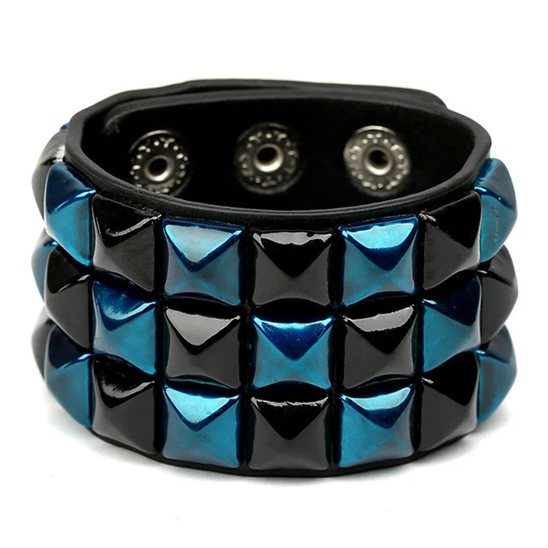 Bracelet en cuir punk unisexe, manchette noire, réglable, style rock, bijoux pour hommes, cadeaux pour femmes, mode 1