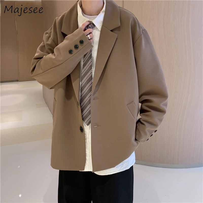 

Blazers Men Handsome Gentle Retro Casual Fashion Streetwear Male Clothing Ulzzang College All-match Cool Baggy Autumn Teens Cozy