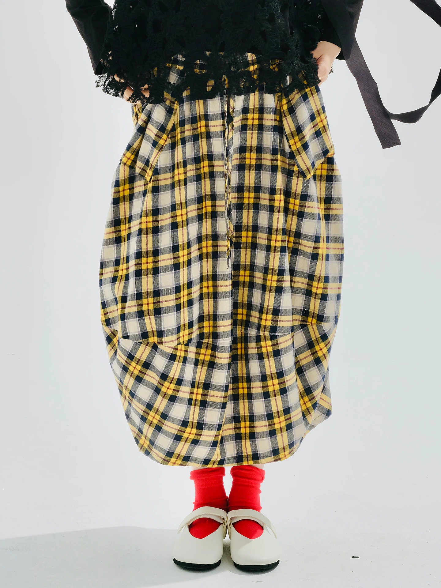 ナオキトミヅカnaokitomizukaReebok skirt&blouson Yellow checkered skirt 2025 imakokoni original autumn Japanese
