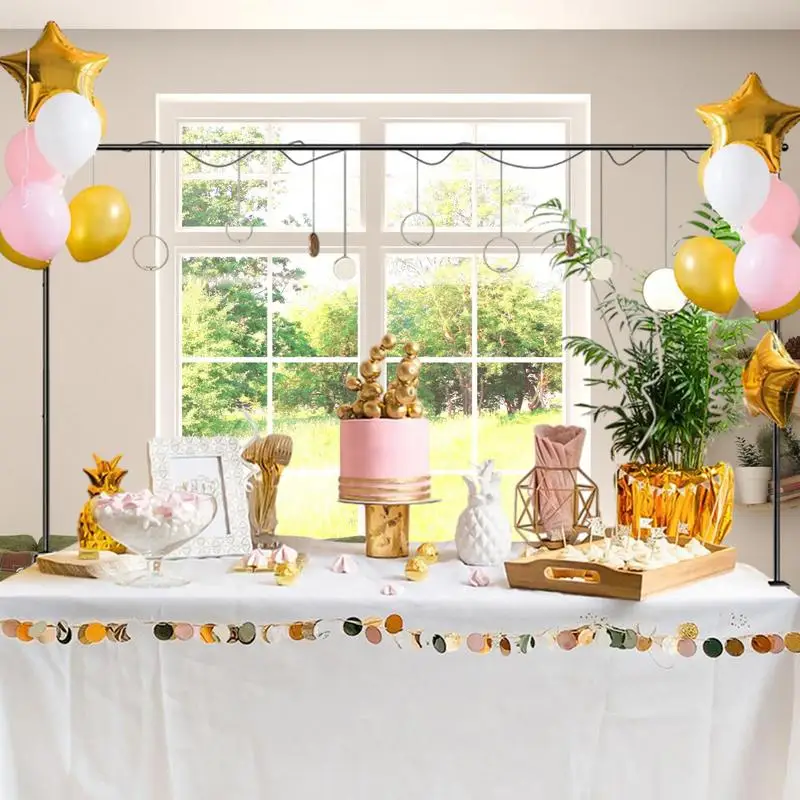 Over The Table Rod Stand With Clamps Adjustable 13''-42'' Tall 29"-98" Length Black Table Arch Hanging For Wedding Birthday