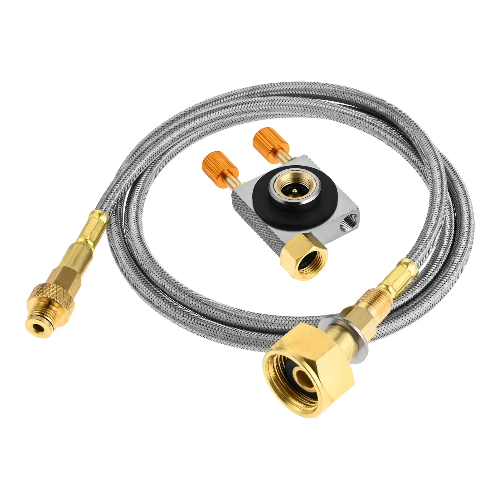 1m Air Steel Pipe with OD can CB Can Gas Adapter Kit European Standard Tank Copper Connector Outdoor Camping Refill Tool Set