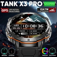Nouvelle Montre Connectée Militaire TANK X3 2026 pour Hommes, Batterie 1000 mAh, Étanche 10 ATM, GPS, Suivi d'Itinéraire, Écran AMOLED HD 1,75 pouces, Appel, Sport 1