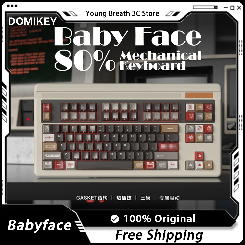 

Domikey Babyface Gaming Keyboard Aluminium Alloy Three Mode Wireless Mechanical Kits Hot Swap Pc Gamer Accessories Office Gift