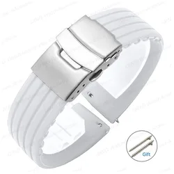 Silicone Wristbelt Rubber Watchband with Quick Release Strap - Universal Men's Bracelet, Various Widths for 18mm (White)