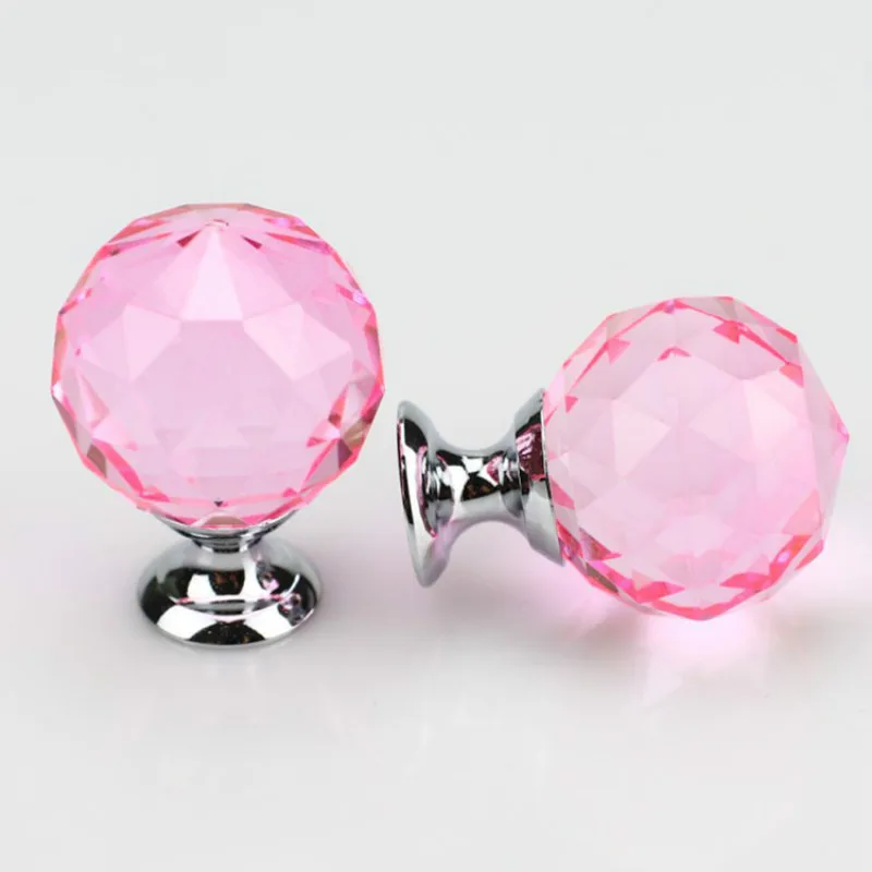 Furniture Handles Drawer Pulls Modern Door Knob For Kitchen Cabinet Crystal Glass Diameter 30MM Overall Height 42MM door handles cabinet handles