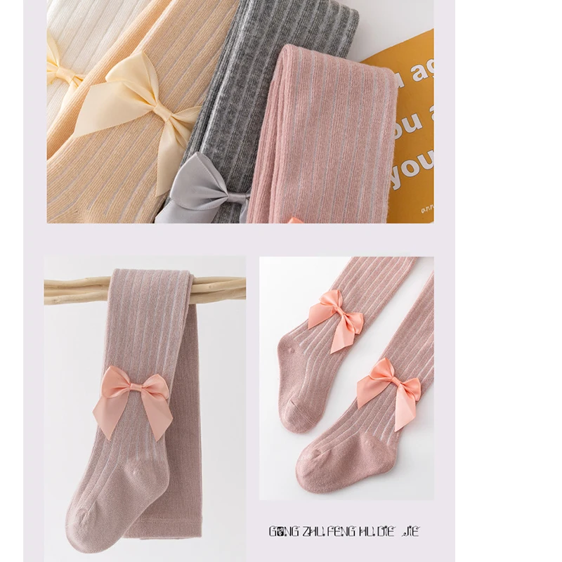Autumn Bowknot Leggings Girls Dance Socks baby Girl Vertical Pantyhose Cotton Socks Baby Girl's One-Piece Lace Pantyhose girls pantyhose children stockings