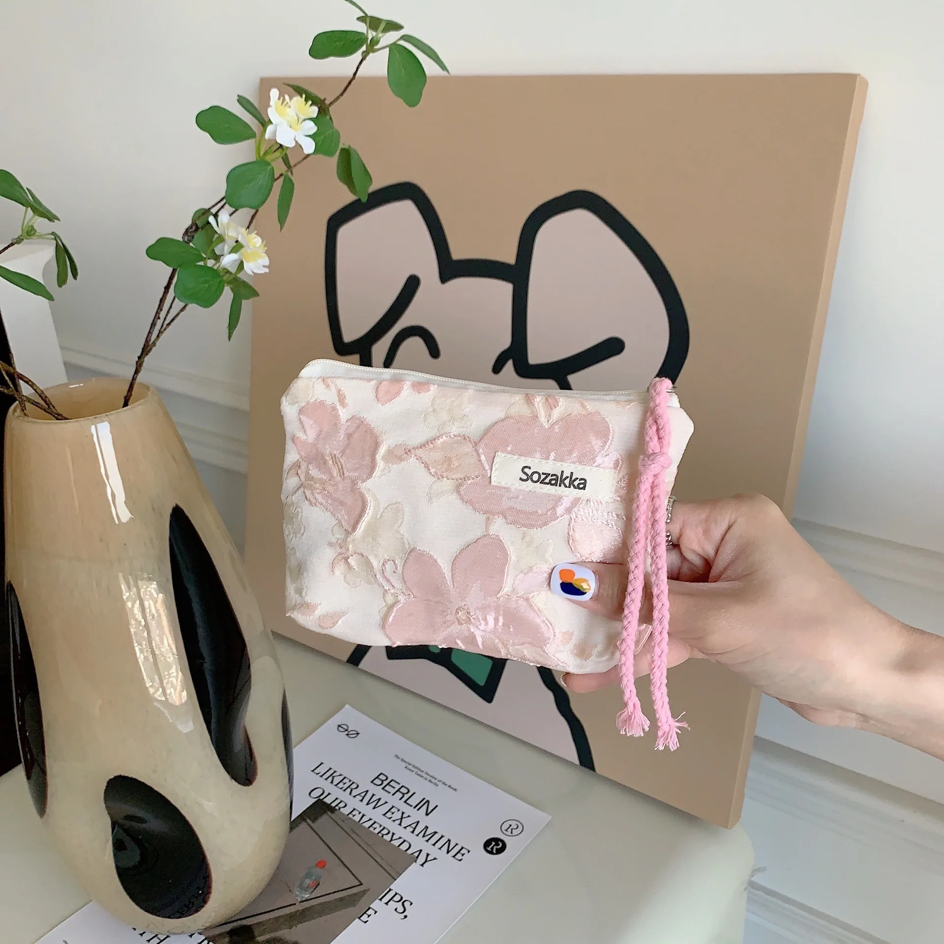 Kawaii Blumen reise kosmetische Lippenstift Münz geldbörse Aufbewahrung tasche Frauen niedlichen Make-up Handtaschen Brieftasche Veranstalter Bleistift Fälle Beutel Tasche – Detail 14