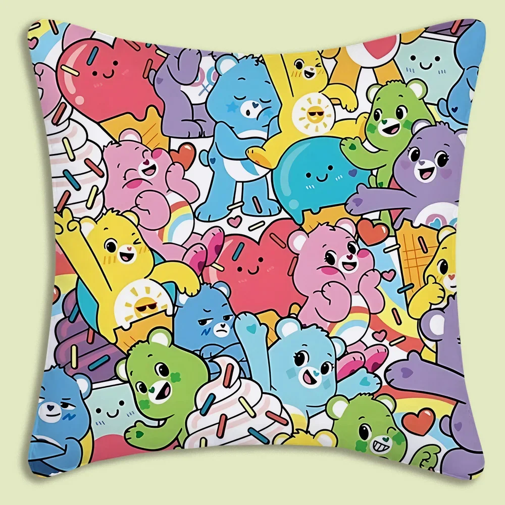 Cute cartoon Care bears Pillow Covers Sofa Decorative Home Double-sided Printing Short Plush Cushion Cover