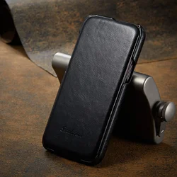 Elegant Leather Flip Case - Vertical Classic Holder Cover - IP 12 or 12 Pro (Black)