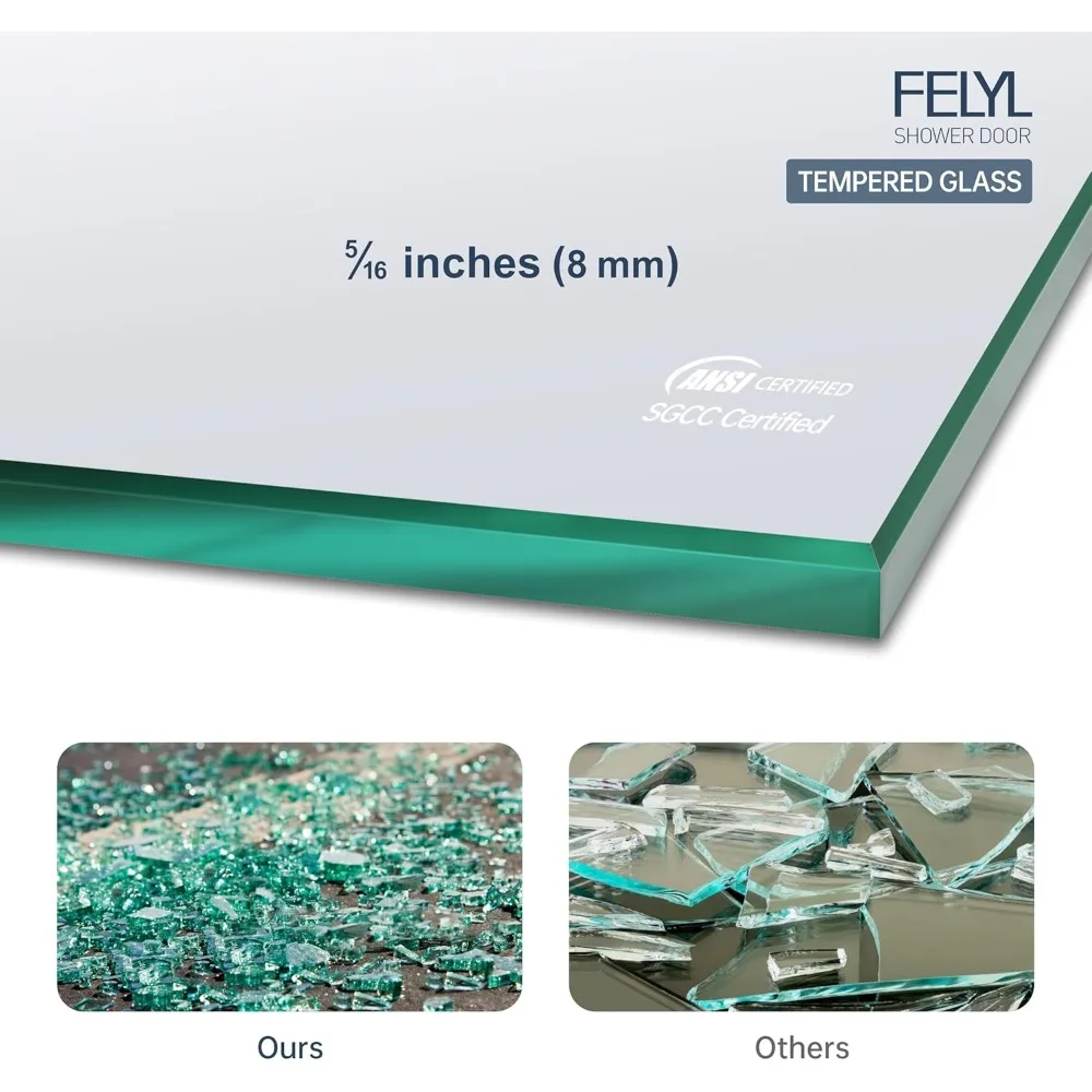 30x72 Inch Matte Black Grid Pattern Shower Screen with 8mm Tempered Glass, Reversible Installation