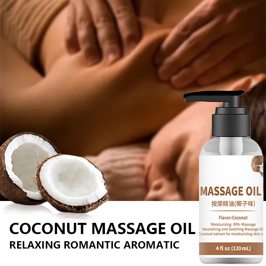 Pure Natural Organic Coconut Relaxing Anti Cellulite Body Skin Massage Body Oil Sore Muscle Valentines for Date Night body massage oil