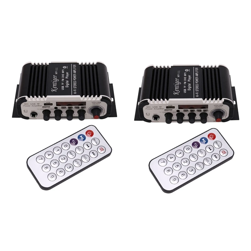 

ABGZ-Kentiger 2X Hy - V11 Bluetooth Amplifier 2-Channel Super Bass Audio Amplifier With Remote Controller TF USB Fm 85Db Mp3 Fm