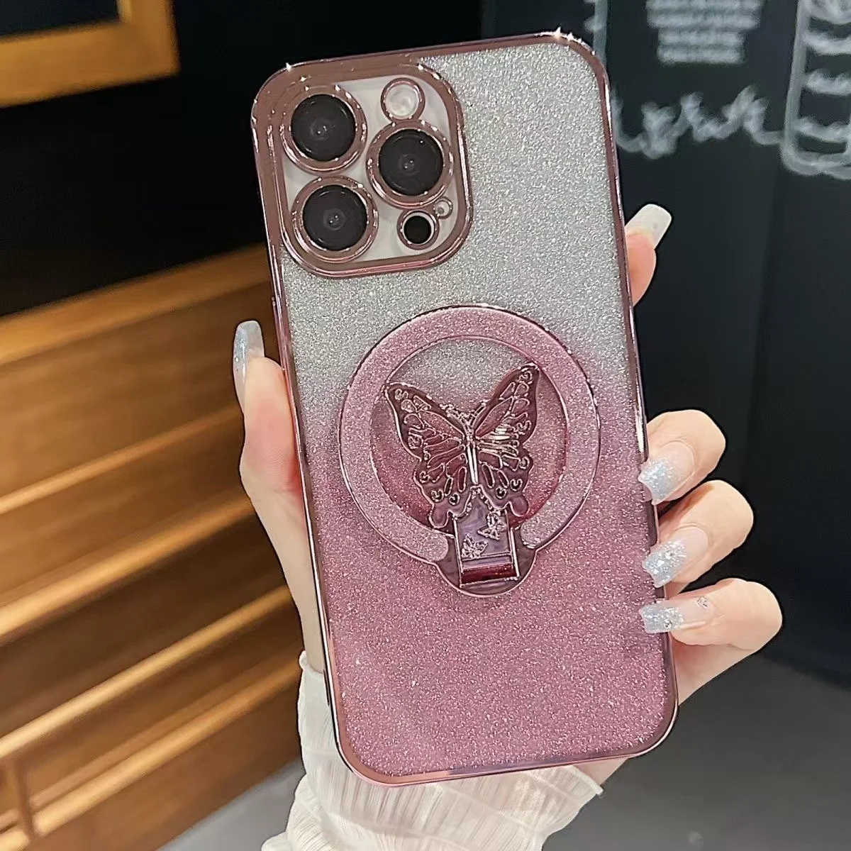Butterfly Ring Stand Phone Case with Enhanced Grip and Stylish Protection