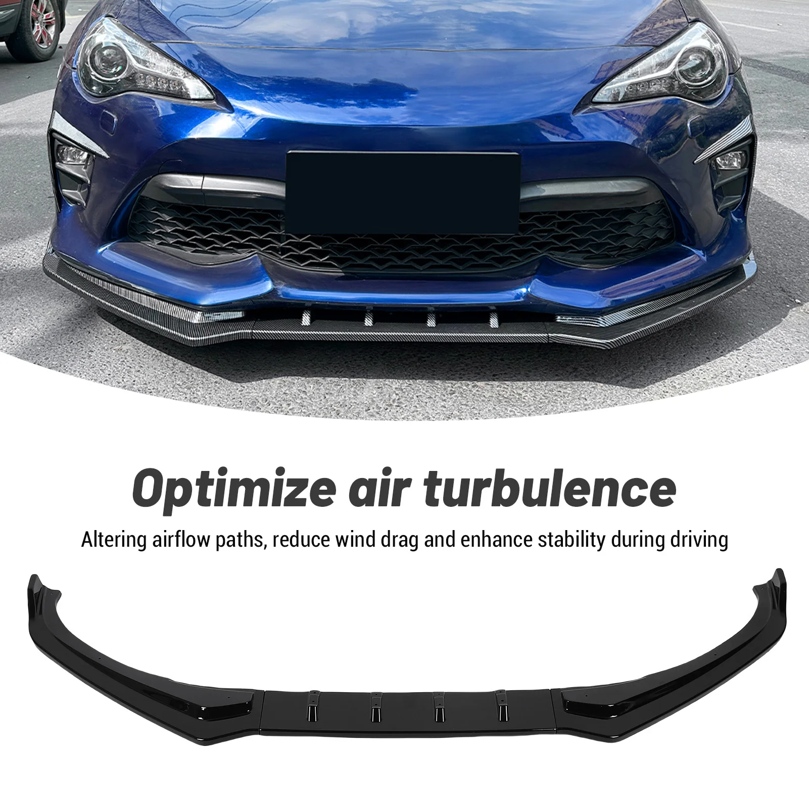Front Bumper Body Kit Aerodynamic Anti  Front Bumper Lip Air Chin Body Spoiler Seamless Fit Reduce Wind Drag for Vehicle