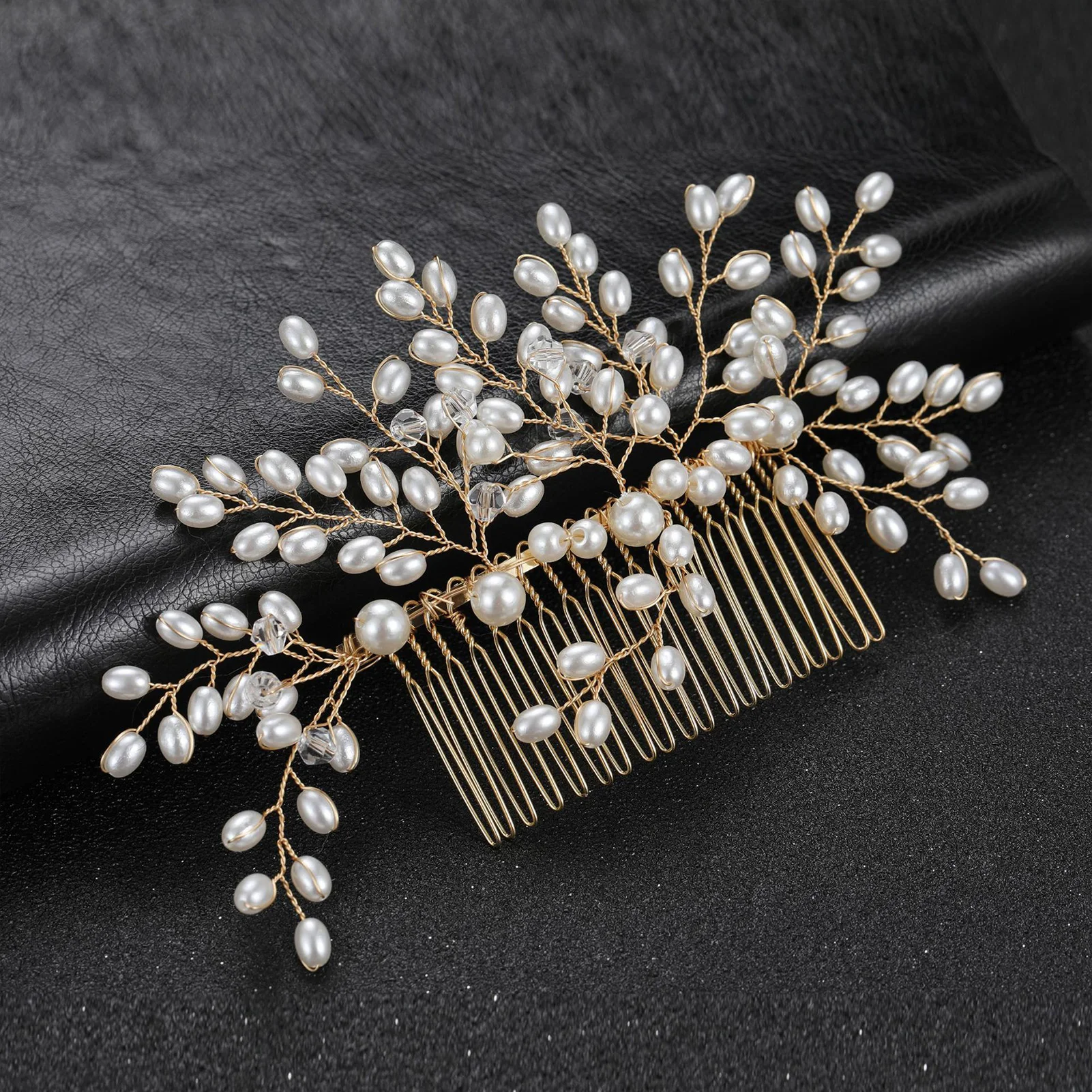 Pearl Crystal Wedding Hair Combs Hair Accessories for Bridal Flower Headwear Women Bride Hairpins Braiding Flower Clip