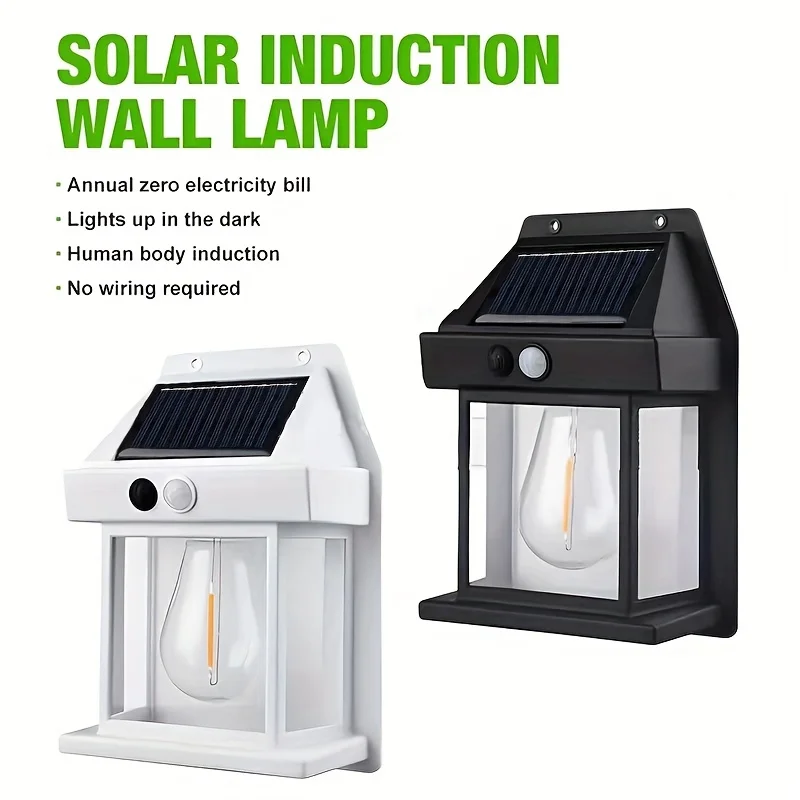 Solar Tungsten Filament Lamps Outdoor Lighting Waterproof Intelligent Induction Courtyard Garden Solar Wall Small Night Lights
