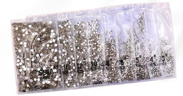 Description Picture 2 of itemCrystal AB Glass Nail Art Decorations ss3 ss4 ss5 ss6 ss8 ss10 ss16 ss20 ss30 ss34 ss50 Glass Non HotFix Nail Art Rhinestones