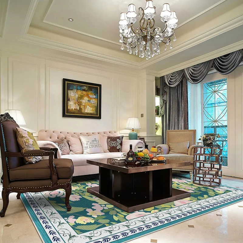 French Living Room Carpet Pastoral Style Floral Print Bedroom Bedside Plush Rug Large Area Stylish Coffee Table Floor Mats Ковер