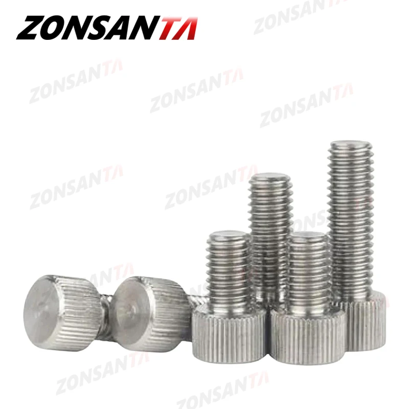 Premium 304 Stainless Steel Knurled Thumb Screws with Flat Round Head