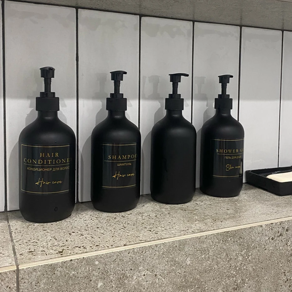 Bathroom Labels Sticker Set  Shampoo and Shower Gel Dish Soap Dispenser Label Removable Waterproof Lotion Label 3