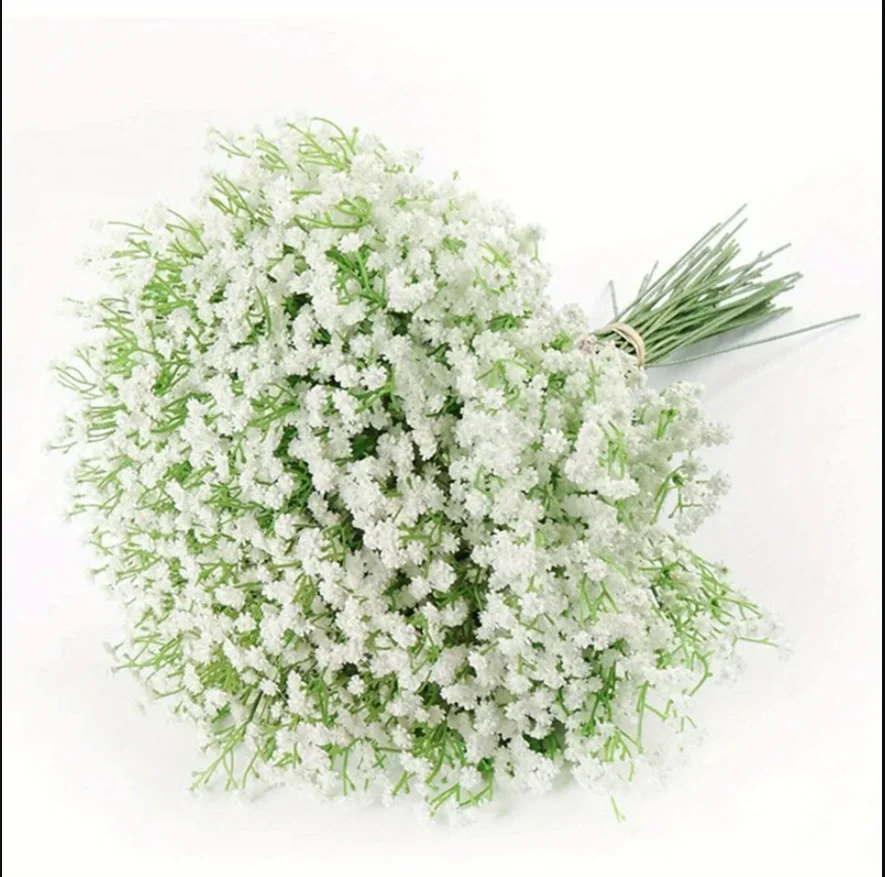 48pcs Artificial Gypsophila Flowers Bouquets, Real Touch Flowers For Wedding Party DIY Wreath Floral Arrangement Home Decoration