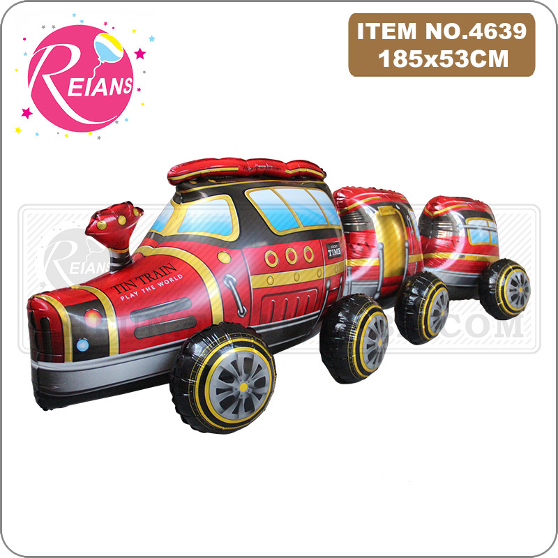 Large Size Self standing Giant 4D Aluminum foil balloon toy vehicle Train children birthday balloon baby shower party decoration