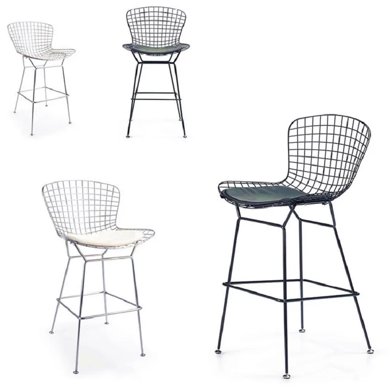 Backrest Metal Bar Chairs Modern Outdoor Industrial Fashion High Chairs Stainless Steel Waiting Restaurante Muebles Furniture