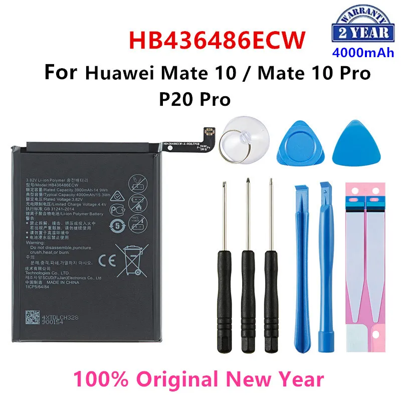 

100% Orginal HB436486ECW 4000mAh Battery For Huawei Mate 10 Mate 10 Pro /P20 Pro AL00 L09 L29 TL00 Batteries +Tools