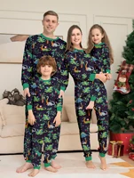 2024 Christmas Pajamas Set Santa&elk Print Parent-child Matching Outfits Family Look 2 Pcs Suit Baby&dog Romper New Year Clothes 1
