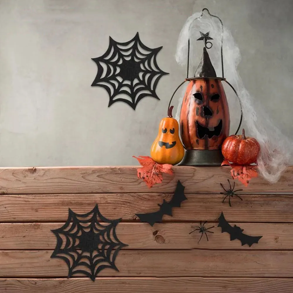 

6pcs Coasters Spider Web Decorative Halloween Themed Supplies Doilies Placemats Store Table Prop Halloween Decorations for Home