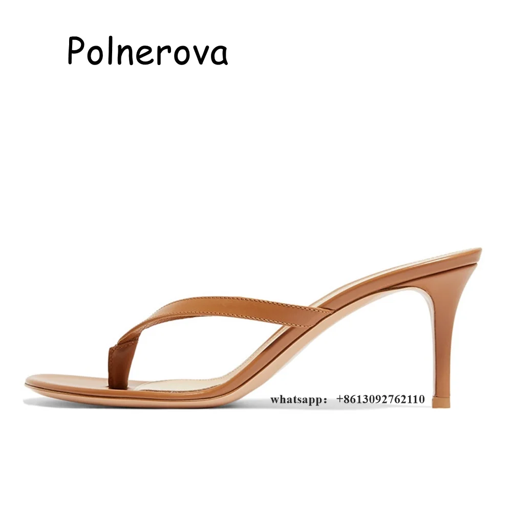 Flip Flop Slippers Thin Heels Slip On Women's Shoes Summer Casual Solid Real Patent Leather Ladies Large Size Fashion Shoes